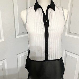 XXS BCBGeneration Black and White Tuxedo Look Sleeveless Top